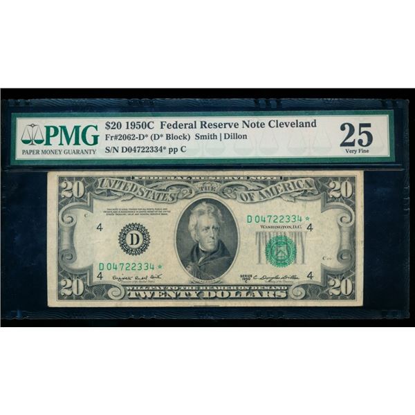 1950C $20 STAR Cleveland FRN PMG 25