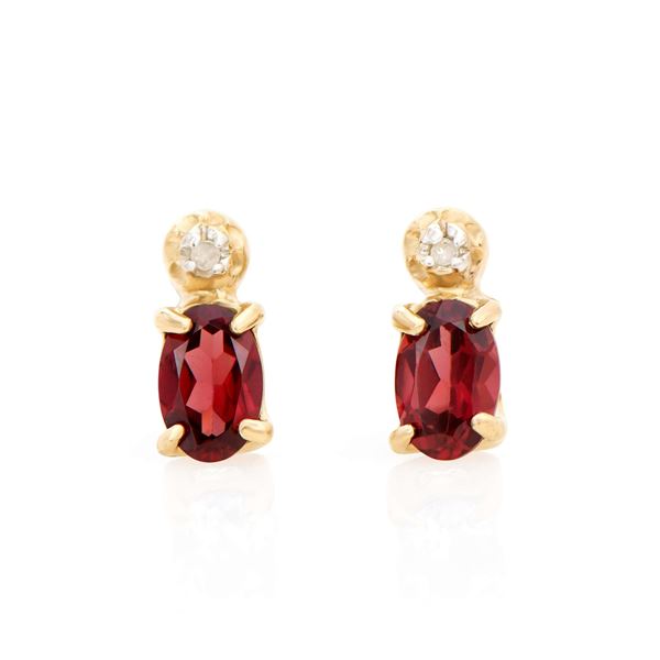 Plated 18KT Yellow Gold and Sterling Silver 0.95ctw Garnet Earrings