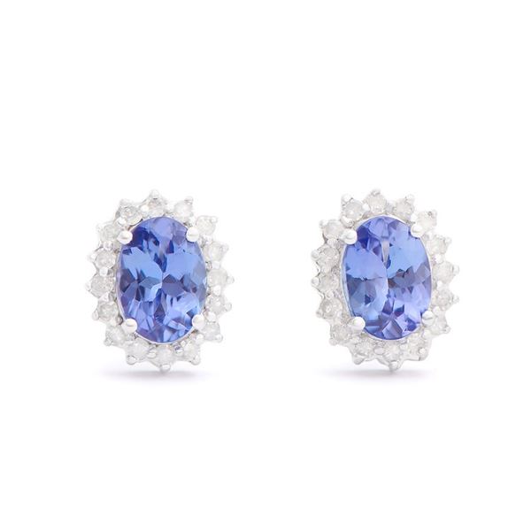 14KT White Gold 1.64cts Tanzanite and Diamond Earrings