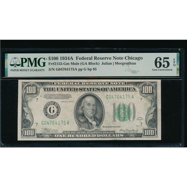 1934A $100 Chicago FRN PMG 65EPQ
