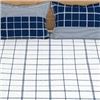 Image 1 : NEW MICROFIBER SHEET SET NAVY GRID PATTERN DOUBLE