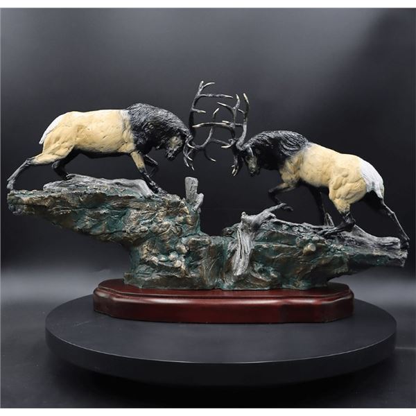 "High Ridge Standoff" Elk Bronze