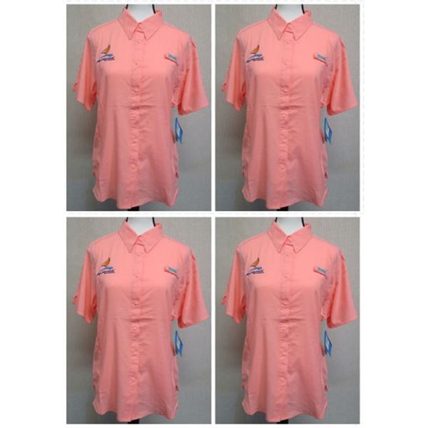 Qty 4 Women's Size S Columbia Tamiami II Pink S/S Shirts
