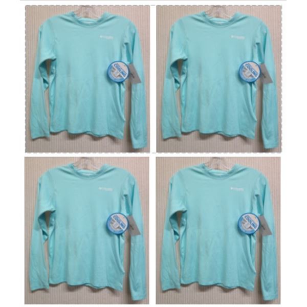 Qty 4 Youth Size L Columbia PFG Gulf Stream Blue Shirts