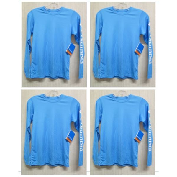 Qty 4 Youth Size S Columbia Terminal Tackle Light Blue Shirts