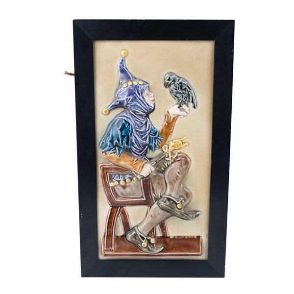 Framed English Hand Painted Plaque of Jester