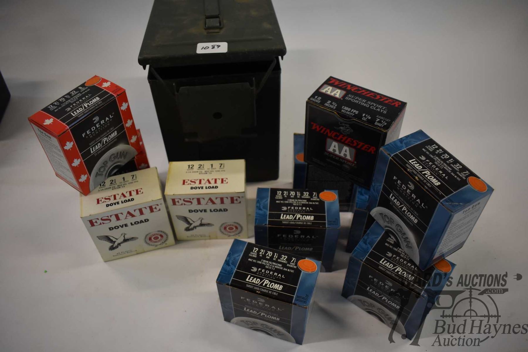 Count Boxes Metal ammo box containing six 25 count boxes Federal 12 ga 2 3/4