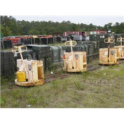 (3) ELECTRIC POWERED PALLET JACKS, BATTERIES REMOVED.