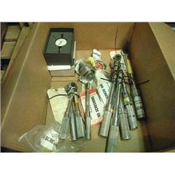 (2) DIAL INDICATORS, (1) SNAP ON TORQUE WRENCH, (1) BK SWEENEY RATCHET ATTACHMENT, (1) TORQUE WRENCH