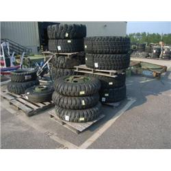 (16) TIRES W/ RIMS, TO INCLUDE (10) 395/ 85R2, GOODYEAR AND MICHELIN, (3) TITAN, T-HAWK, 9. 00-20, (
