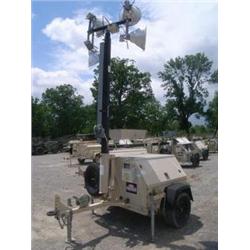 (2)MAGNUM PRODUCTS MDL 5000-MH-FP TELESCOPING FLOOD LIGHT SET TRAILER MOUNTED, 360 DEGREES ROTATION,