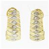 Image 1 : 14k Yellow Gold Large Wide 11.3mm Etched Brushed Finish Omega Back Cuff Earrings