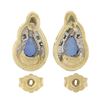 Image 5 : Estate 10K Gold Pear Blue Stone w/ 0.10 ctw Round Diamond Tear Drop Stud Earring