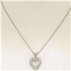 Image 4 : 14k White Gold 0.40 ctw Round Brilliant Diamond Open Heart Pendant 16" Bead Chai