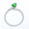 Image 8 : Vintage 14K White Gold 0.71 ctw FINE Pear Colombian Emerald Solitaire Bypass Rin