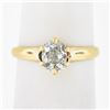 Image 1 : Antique Victorian 14k Gold 0.82 ctw Old Cushion Diamond Solitaire Engagement Rin
