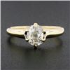 Image 2 : Antique Victorian 14k Gold 0.82 ctw Old Cushion Diamond Solitaire Engagement Rin