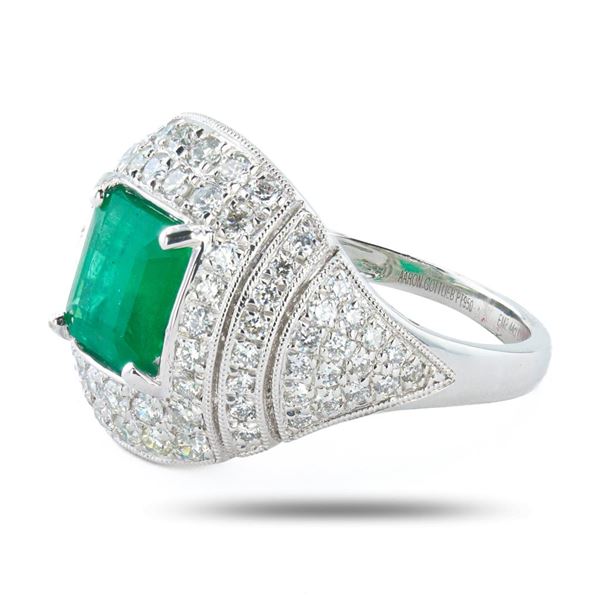 2.44 ctw Emerald and 1.25 ctw Diamond Platinum Ring (GIA CERTIFIED)