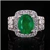 Image 1 : 3.45 ctw Emerald and 1.37 ctw Diamond Platinum Ring