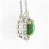Image 6 : NEW Plat. 18k Gold GIA Cushion Tsavorite Solitaire Diamond Halo Pendant Necklace