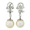 Image 6 : White Gold GIA Large Saltwater Cultured Pearl & Diamond Dangle Drop Earrings