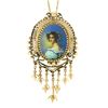 Image 2 : Vintage Victorian Revival 14k Gold Hand Painted Portrait Tassel Brooch Pendant