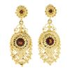Image 1 : Vintage 14K Gold Round Brilliant Garnet Open Detailed Bead Drop Dangle Earrings