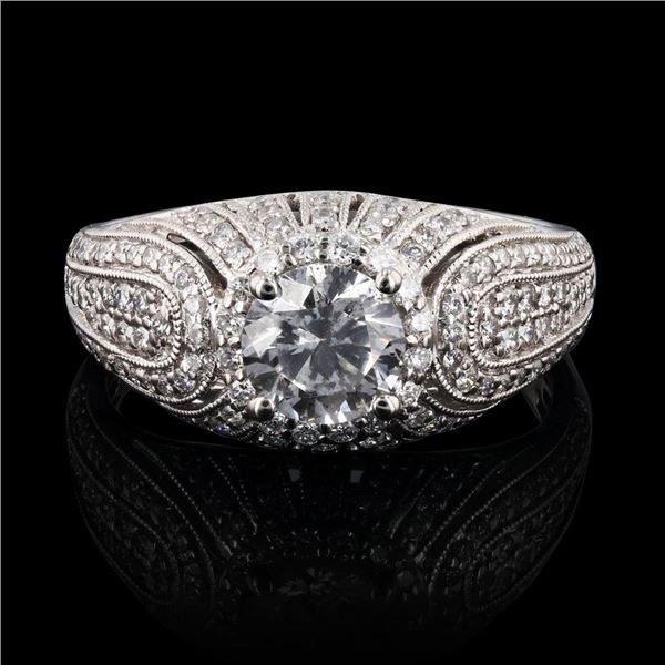 0.91 ctw CENTER Diamond Platinum Ring (1.51 ctw Diamonds)