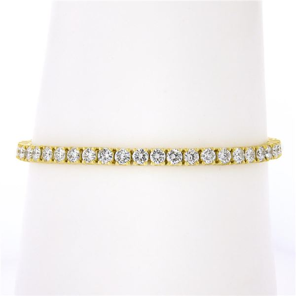 Classic 18K Yellow Gold 7.50 ctw Round Brilliant Cut Diamond Line Tennis Bracele