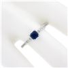 Image 6 : NEW 14K White Gold 0.59 ctw Square Step Cut Sapphire Solitaire & Diamond Ring
