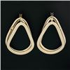 Image 4 : 14K Yellow Gold Polished Freeform Off Center 3D Open Tube Hoop Drop Earrings