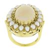 Image 8 : Vintage 14K Yellow Gold Oval Cabochon Opal Solitaire & Pearl Bead Cocktail Ring