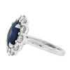 Image 7 : Platinum 6.42 ctw GIA Round Sapphire & Diamond Halo Low Profile Statement Ring