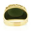Image 7 : Vintage Mens 14K Yellow Gold Oval Cabochon Green Jade Sideways Nugget Band Ring