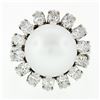 Image 4 : Vintage 18k White Gold 12.7mm South Sea Pearl 2.10 ctw Marquise Diamond Halo Rin