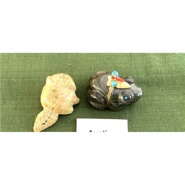 Zuni Fetishes Frog and Beaver Carvings A