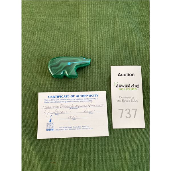 Zuni Fetishes Malachite Bear A