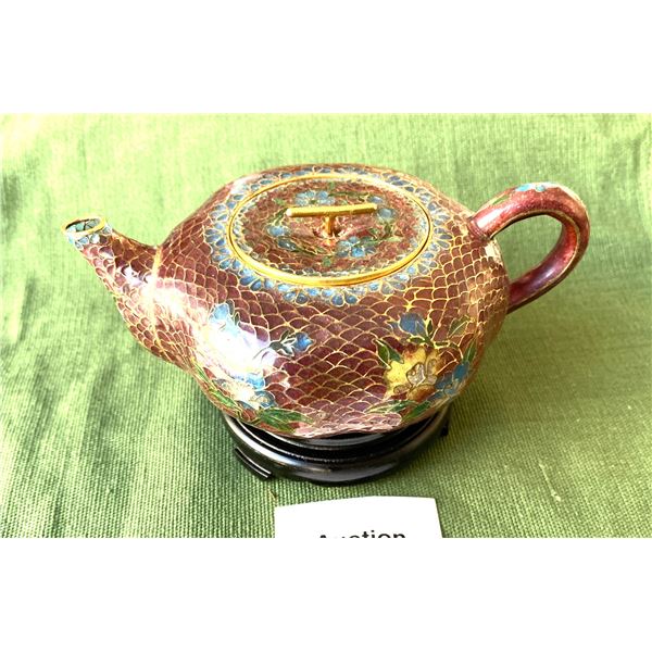 Asian Cloisone Glass Tea Pot A