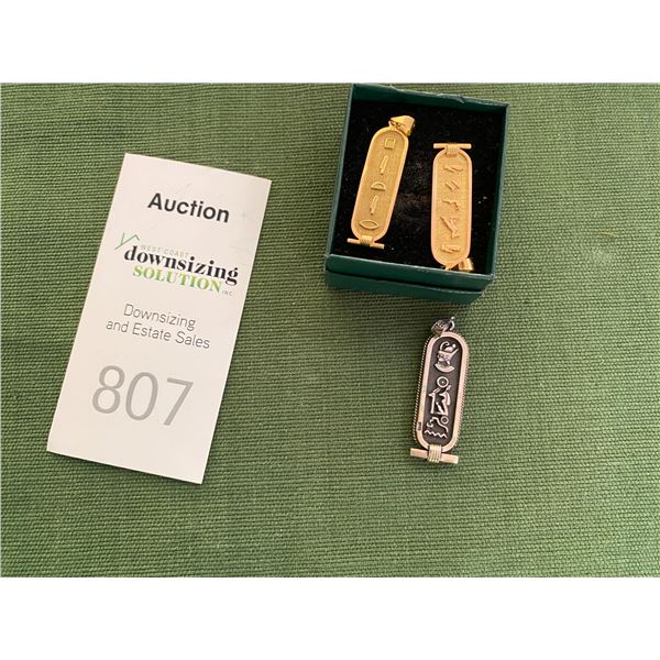 2 Gold Plated Egyptian  Kartouches  A