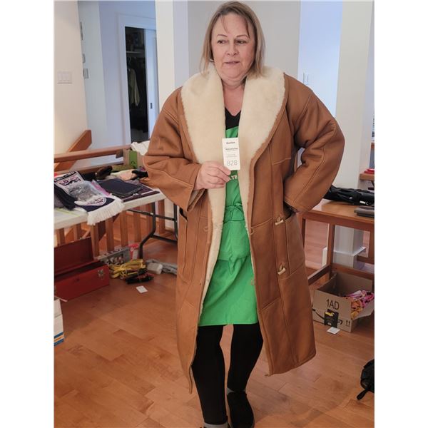 Sheepskin Leather and Suede Coat A