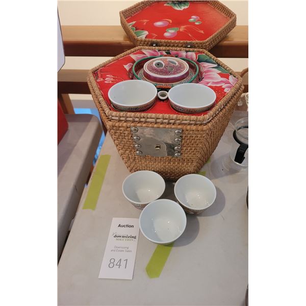 Ceremonial Tea Set in Vintage Basket A