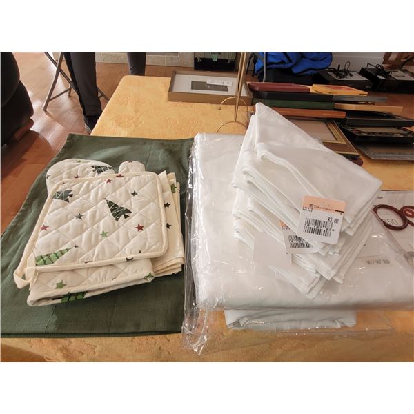 Damask table cloths, linens, A