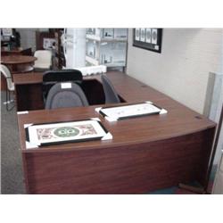 Dark Cherry  U-shape Bowfront Desk