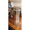 Image 11 : VERY LARGE STAINLESS STEEL POT, TWO ENAMEL WARE COFFEE POTS
