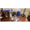 Image 1 : VERY LARGE STAINLESS STEEL POT, TWO ENAMEL WARE COFFEE POTS