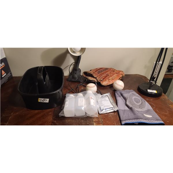 QTY OF MISC BASEBALLS  AND MIT, LAMP