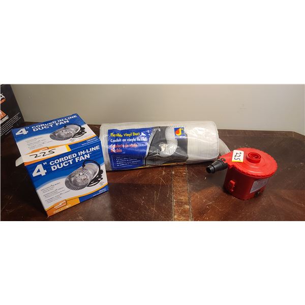4" IN LINE DUCT FAN AND BATTERY POWERED AIR PUMP