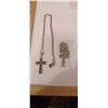 Image 1 : 2 SILVER STAMPED  CROSS NECKLACES