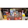 Image 1 : ASSORTED FOOD ITEMS ON FLOOR AND ON FIRST SHELF INCL WINE BOTTLES SEE NOTE IN LOT 300A