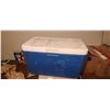 Image 1 : MEDIUM COLEMAN COOLER C/W WITH PROPANE BOTTLES AND CAMPING SUPPLIES